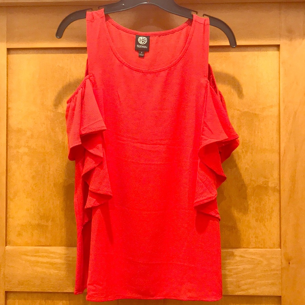 Bobeau crepe cold shoulder blouse